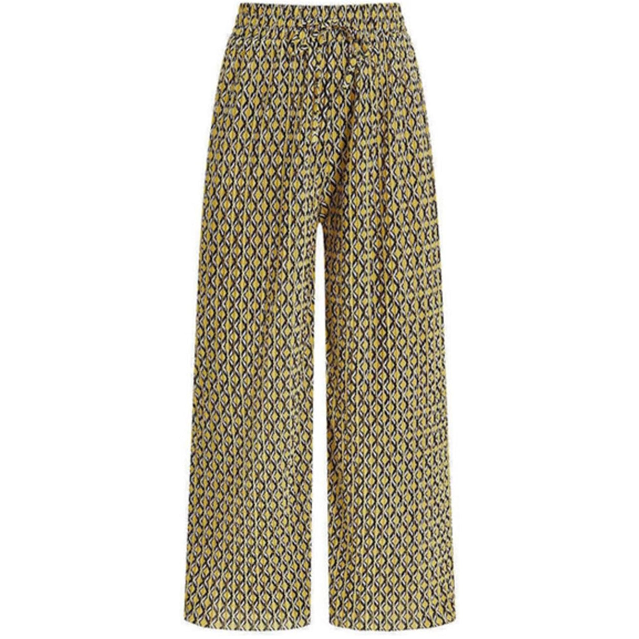 Ladies fashion palazzo trousers wide leg lightweight printed summer pants with drawstring waist casual boho style